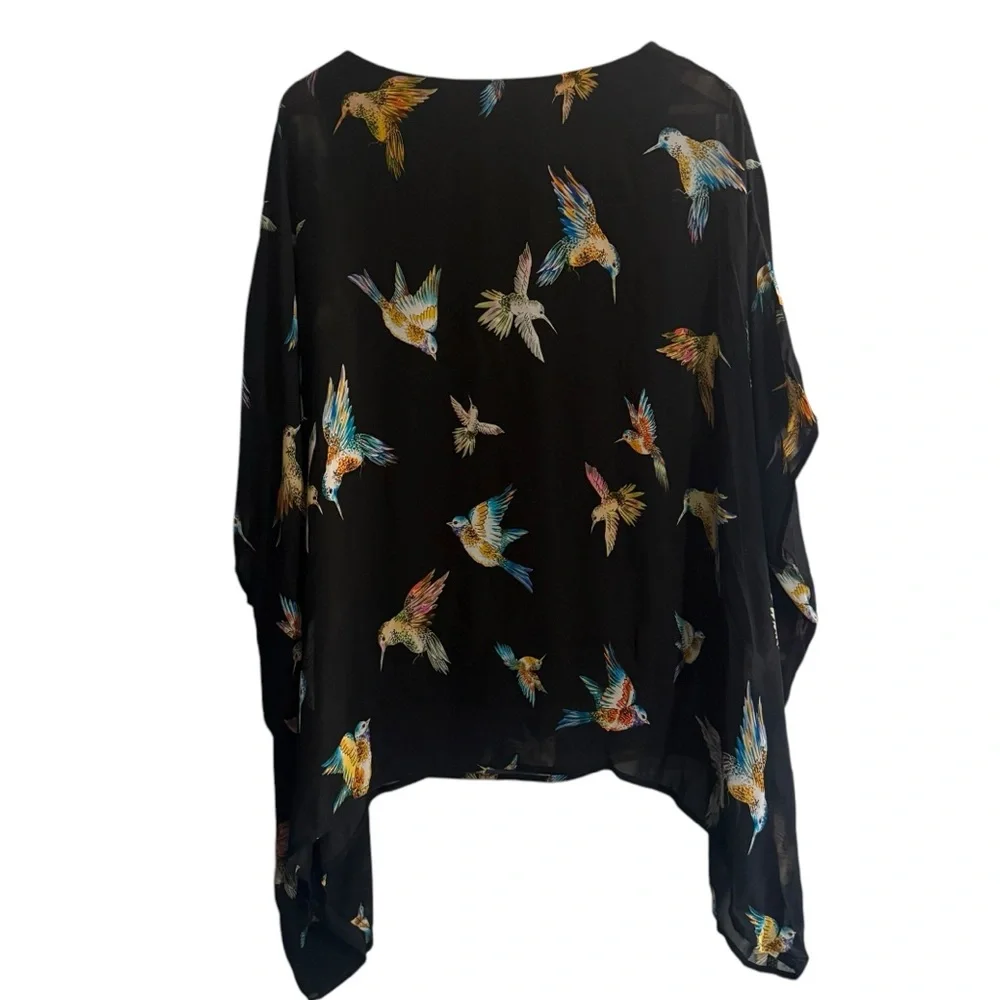 Karen Kane Hummingbird Print Lined Dolman Short Sleeve Flowy Blouse Womens Small - Picture 6 of 14